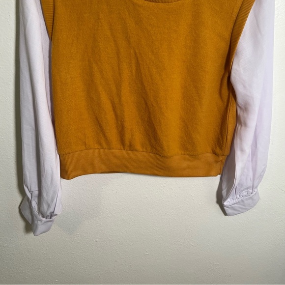 Amy Byer 2Fer Vest Blouse Mustard Yellow L 14 - Picture 5 of 11